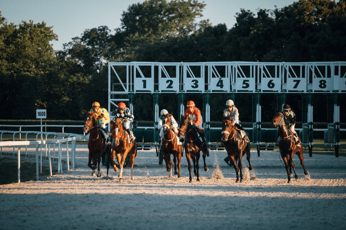 Horse racers in the middle of a race