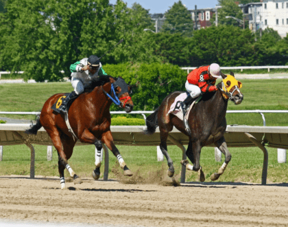 jockeys riding horses